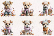 Cute Whimsical Watercolor Fall Dog, a Seasonal Illustration by CreationArt (Thumbnail 3 of 7)