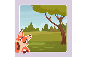 Peeking fox. wood background, an Animal Illustration by Onyx