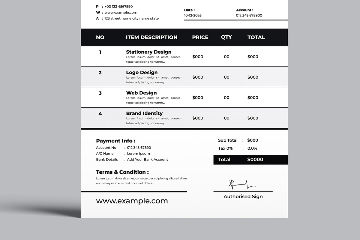 Invoice Design Template, a Stationery Template by MightyDesign (Photo 4 of 7)