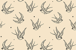 Swallow Seamless Vector Pattern