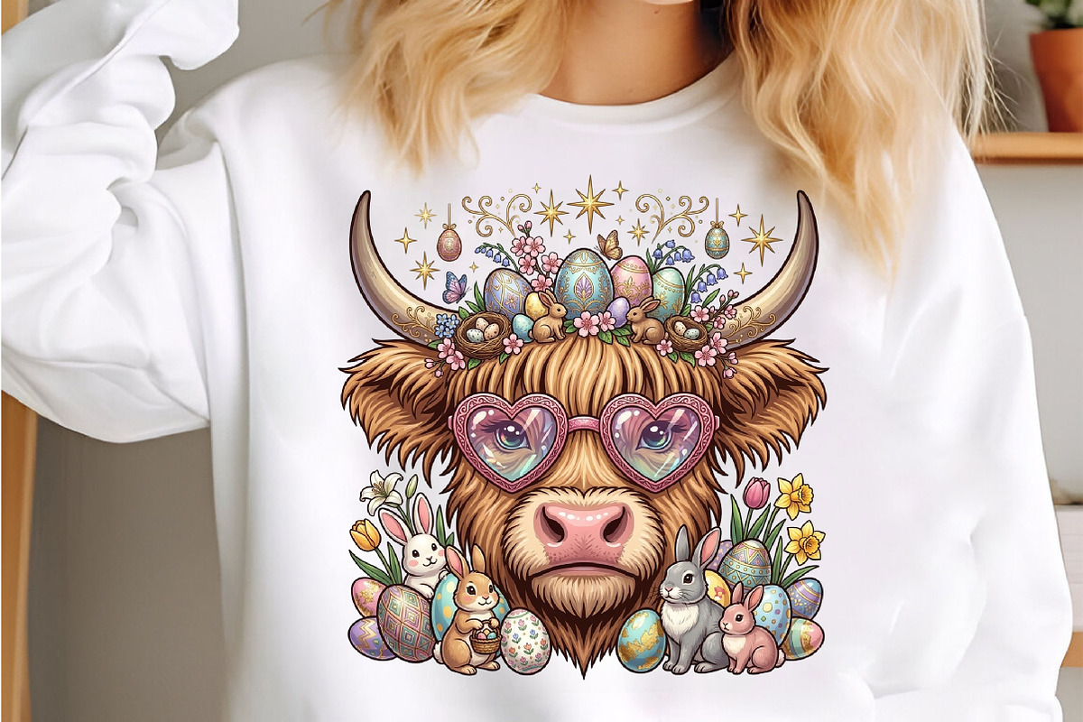 Easter Day Highland Cow Highland, a Seasonal Illustration by Designking (Photo 3 of 6)