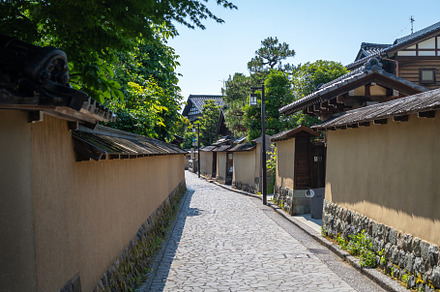 Traditional street in Nagamachi District, Kanazawa, Japan