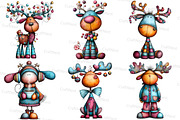 Quirky Reindeer Clipart, an Illustration by Craft Nest (Thumbnail 4 of 8)