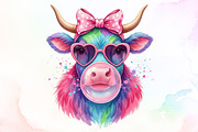 Coquette Highland Cow Bubblegum PNG, an Illustration by Sublimation Artist (Thumbnail 1 of 9)