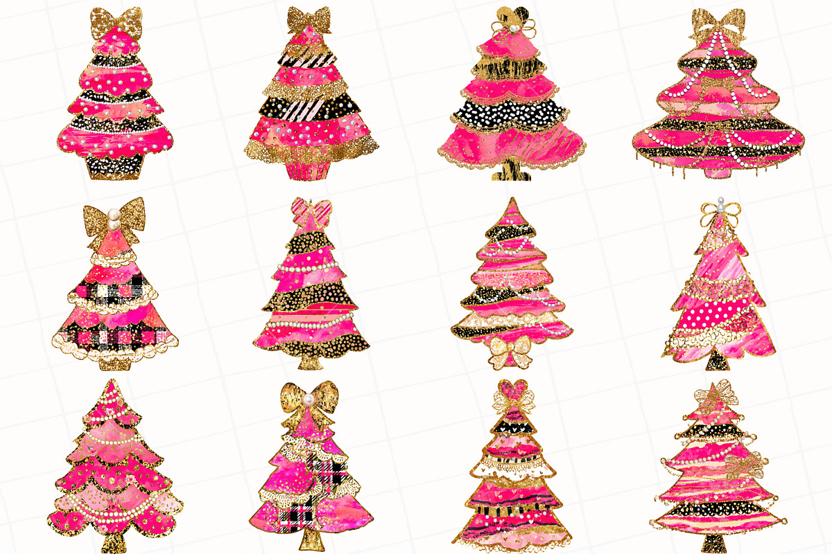 Coquette Christmas Tree Clipart, an Illustration by OK Design (Photo 3 of 6)