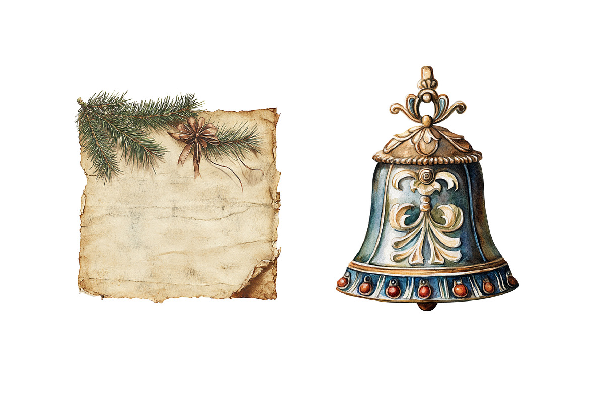 Old Vintage Christmas Clipart, an Illustration by Design Market (Photo 4 of 4)