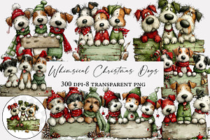 Whimsical Christmas Dogs Clipart, an Illustration by Designworld