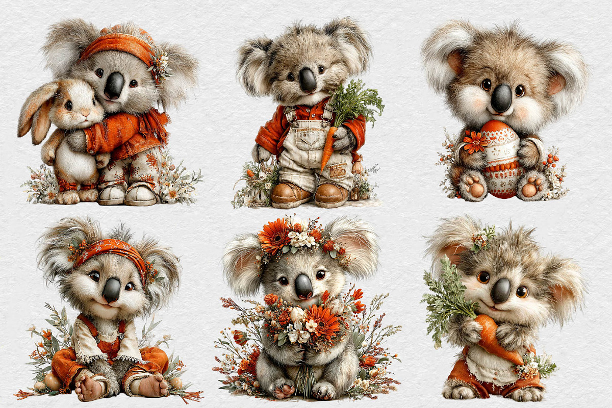 Whimsical Easter Koala Clipart, an Illustration by DreamCafeArt (Photo 4 of 6)