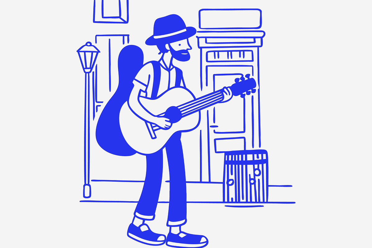 Street Musician Playing Guitar, a Person Illustration by Danil Polshin