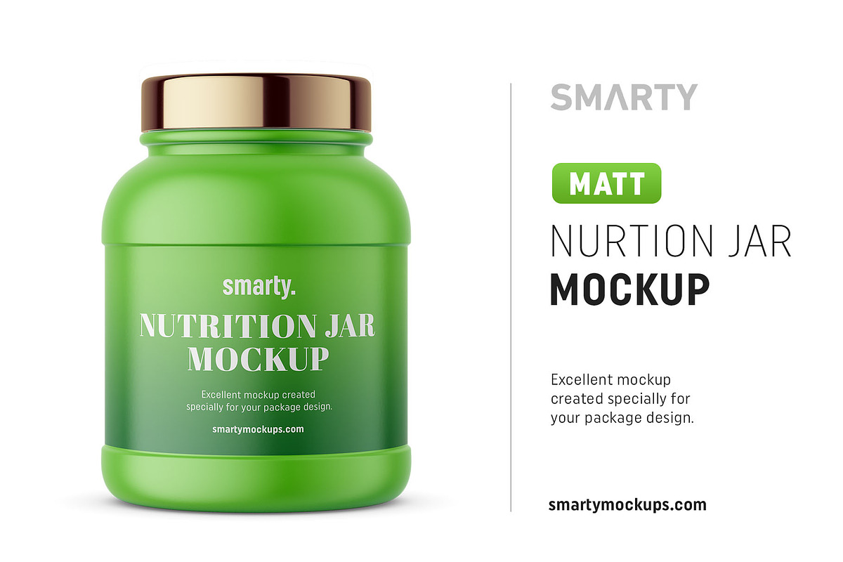 Matt nurtion jar mockup, a Packaging Mockup by Smarty Mockups (Photo 1 of 5)