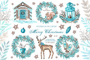 Christmas watercolor set. New Year., a Seasonal Illustration by SabinaWatercolorArt (Thumbnail 1 of 12)