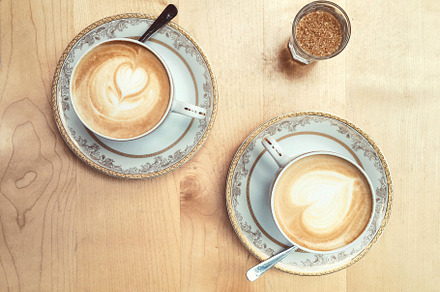 Two coffees with a heart inside 1, a Food & Drink Photo by dragos.bardac