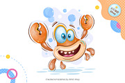 Cute cartoon crab. Tshirt, PNG., an Animal Illustration by KENO Mascots (Thumbnail 2 of 5)