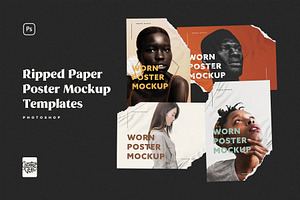 Ripped Paper Poster Mockup Set, a Print Template by veila.me