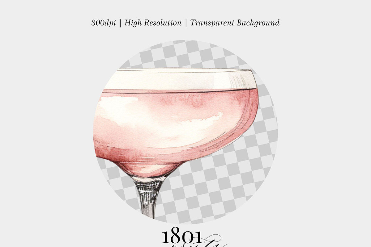 Pink Champagne Cocktail Illustration, an Illustration by 1801Prints (Photo 4 of 4)
