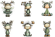 Whimsical Christmas Reindeer Clipart, an Illustration by CraftArtStudio (Thumbnail 2 of 6)