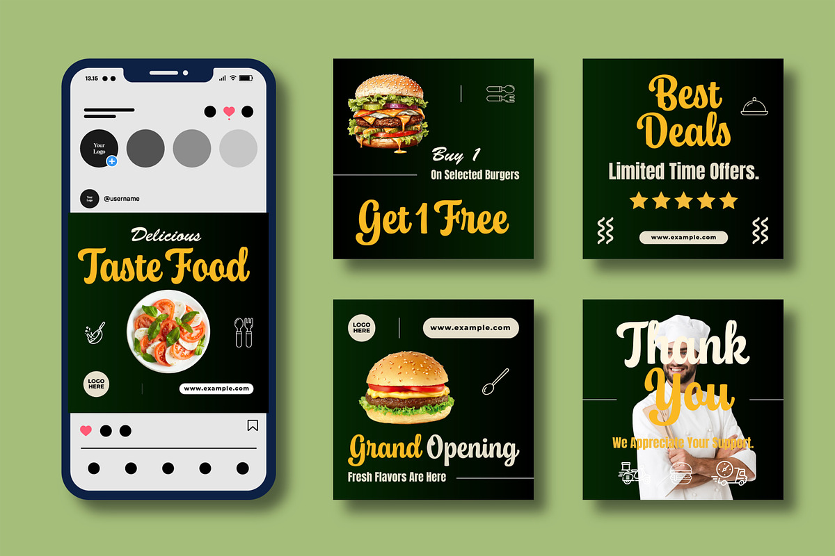 Fast Food Restaurant Social Media, a Social Media Template by MightyDesign (Photo 2 of 8)