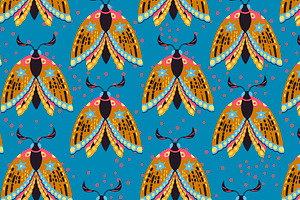 Wise Moth Seamless Patterns