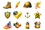 Yellow Veterans Day Clipart, a Graphic by CitraGraphics (Thumbnail 2 of 4)