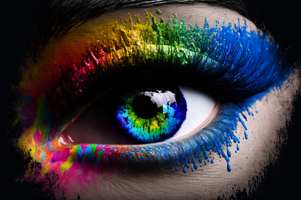Large close-up of a female eye paint