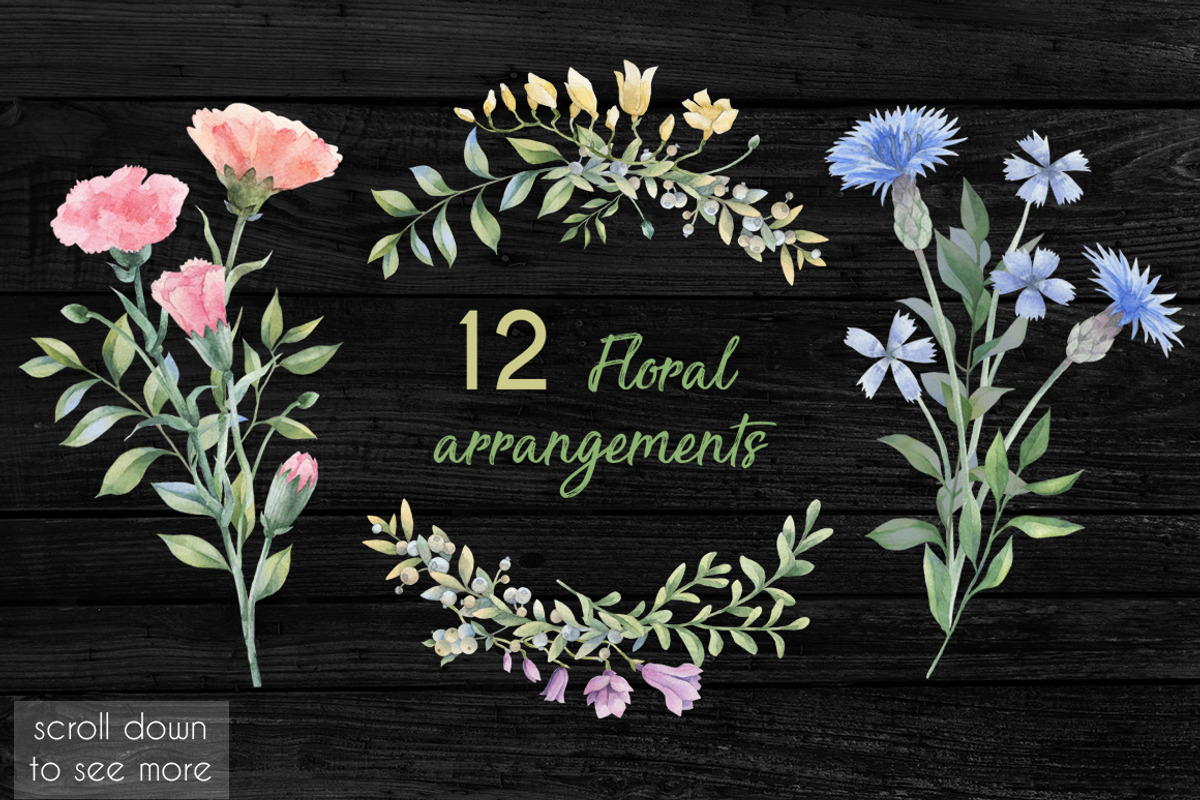 Romantic garden. Watercolor cliparts, an Illustration by Anastasia Koba (Photo 3 of 11)