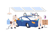 Repairmen repair cars, auto service, a Transportation Illustration by PaperTrident (Thumbnail 4 of 9)