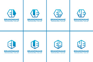 Letters EL LE EM ME Hexagon Logo Set, a Branding & Logo Template by Pray Art Design Studio
