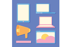 digital marketing set, an Object Illustration by studiogstock