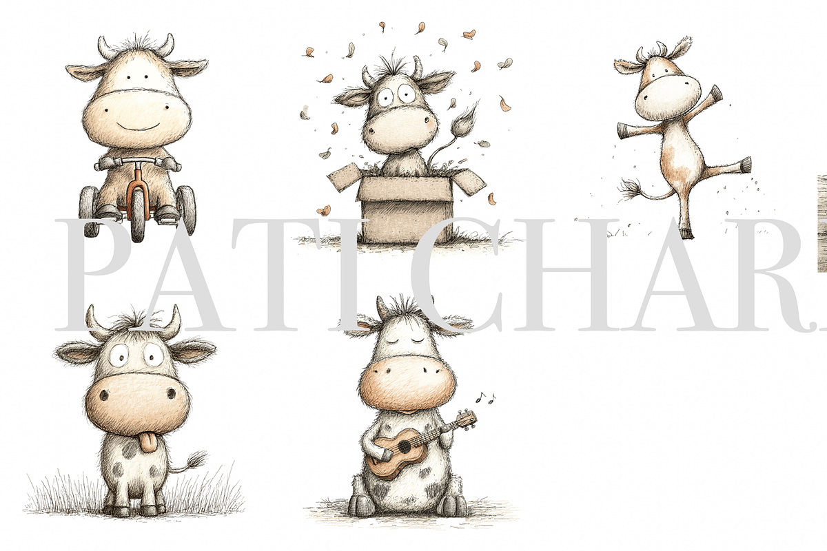 8 Cute Cow Clipart, an Animal Illustration by Pati Charm Studio (Photo 2 of 8)