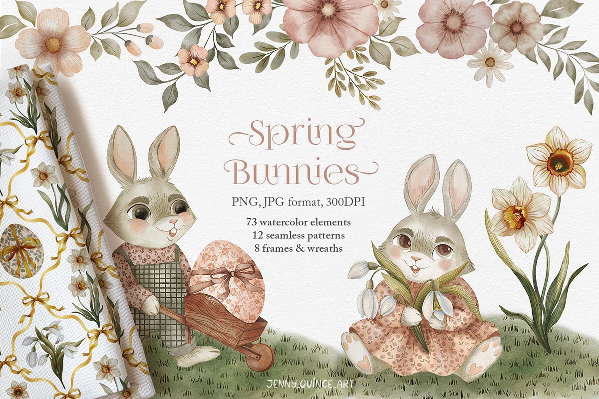 Easter watercolor clipart bundle, a Decorative Illustration by Jenny Quince (Photo 1 of 10)