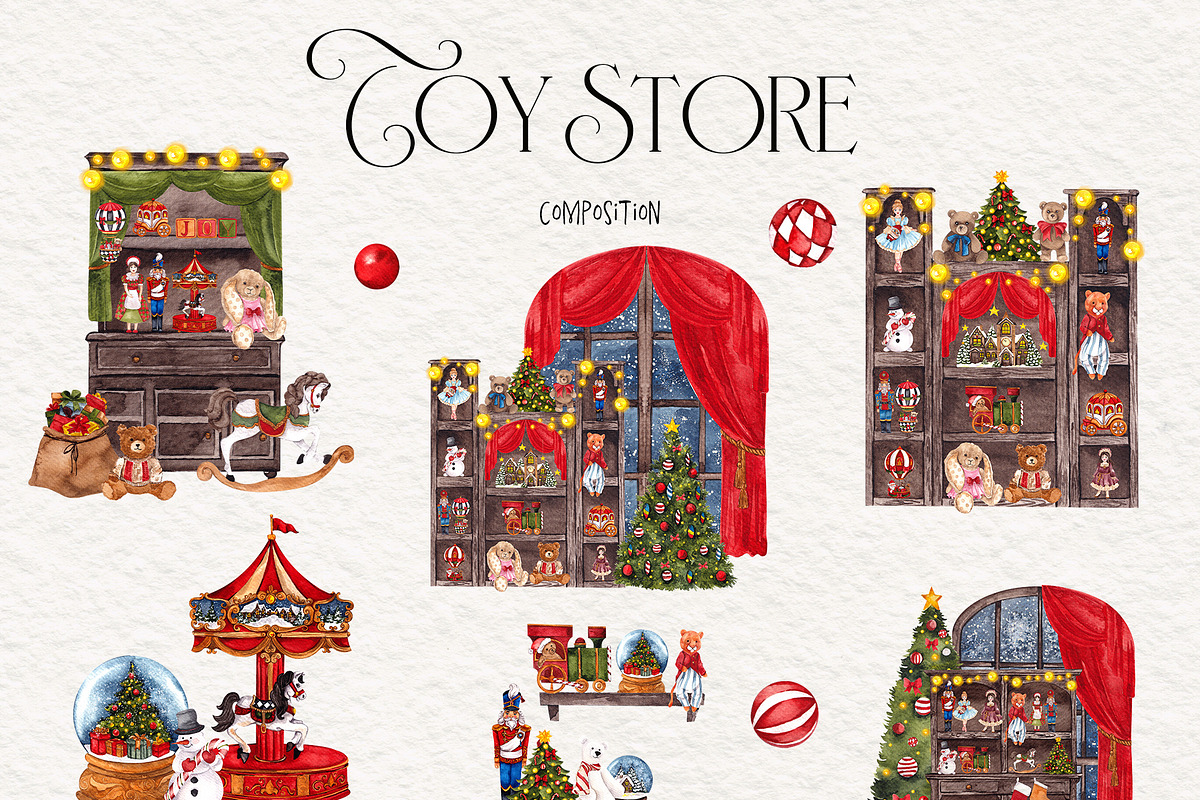 Toy Store. Christmas graphic., an Object Illustration by ma_i_vi (Photo 11 of 12)
