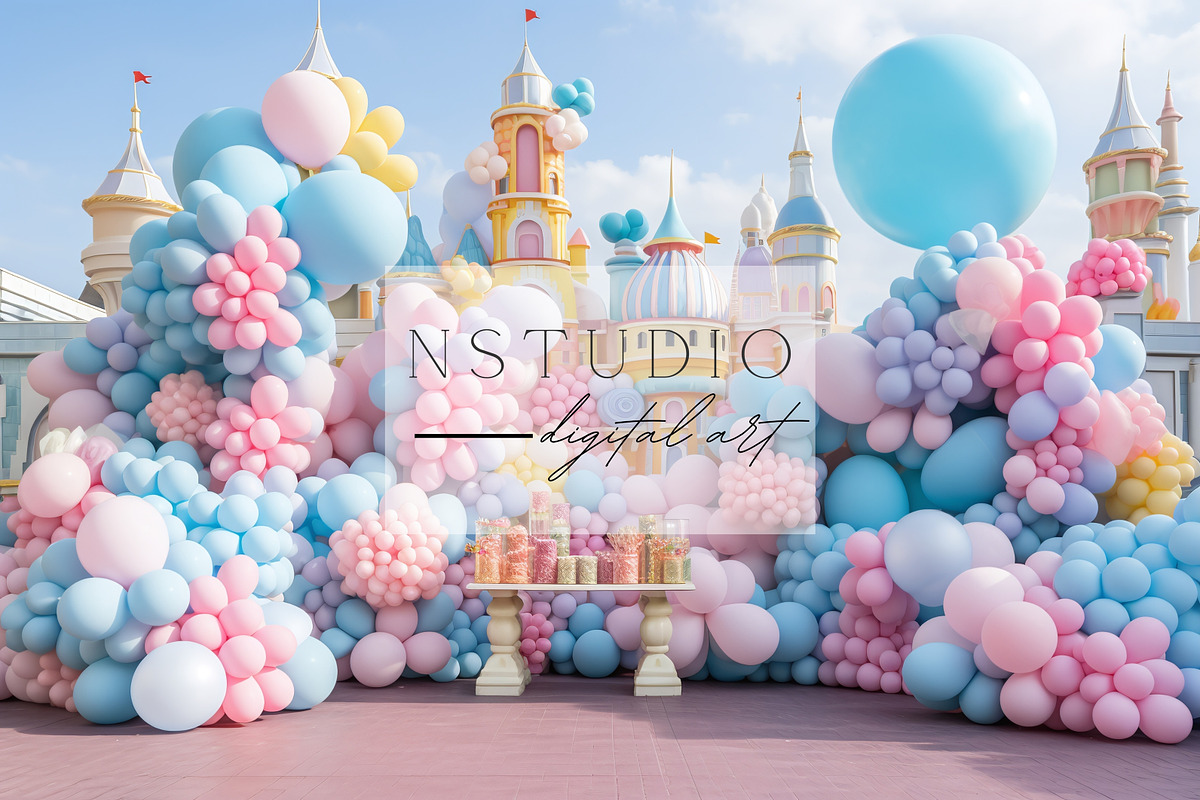 11 Pink and Blue Birthday Backdrops, a Layer Style Add-On by NSTUDIO (Photo 1 of 9)