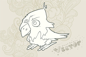 Hand drawn vector retro cartoon bird