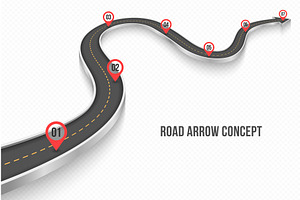 Winding 3d road infographic concept, a Transportation Illustration by RevelStockart