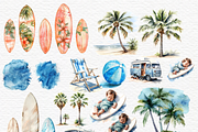 Retro surf clipart, wave border, a Decorative Illustration by Invite to Clipart (Thumbnail 3 of 4)