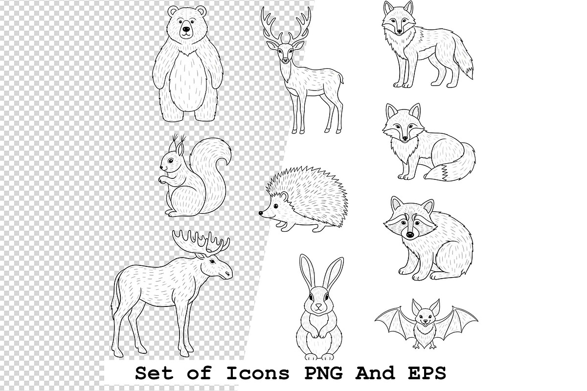 Set of  wildlife icons in hand drawn, an Icon by one-touch