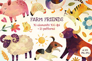 Farm Animals Watercolor Collection, an Animal Illustration by Hanna's ArtLab (Thumbnail 1 of 4)
