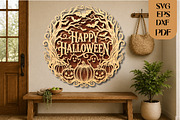 Happy Halloween SVG Laser Cut File, an Object Graphic by DreamCafeArt (Thumbnail 1 of 3)