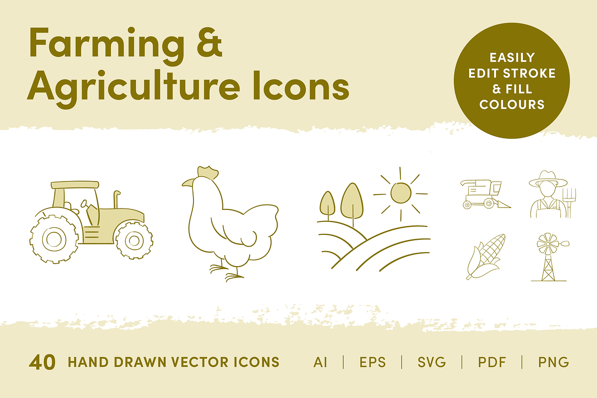 Farming & Agriculture Icons, an Outline Icon by Caroline Mackay (Photo 1 of 10)