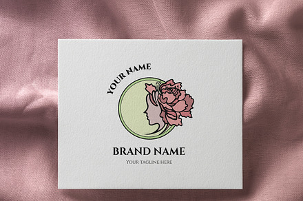 Beauty logotype with girl & flowers