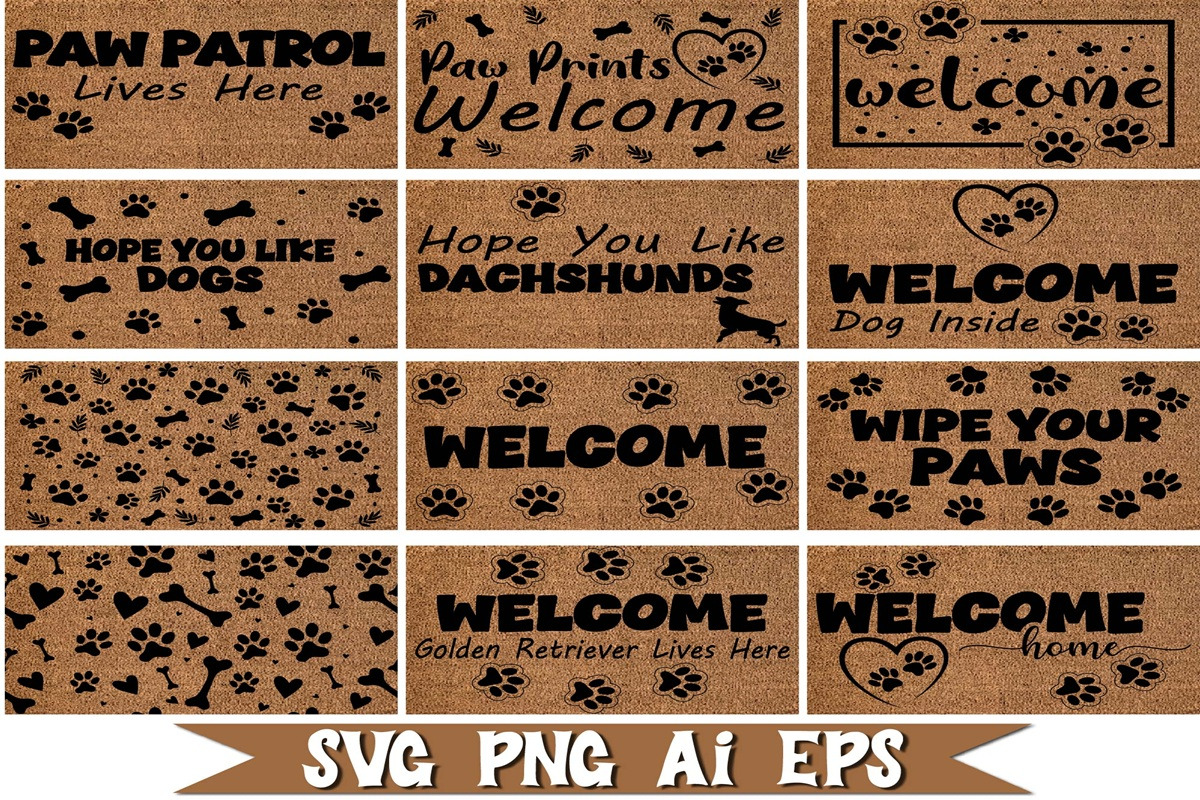 Dogs Doormat SVG PNG Bundle, a Graphic by EllaMaiyaali (Photo 2 of 8)