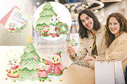 Family Christmas Watercolors Cartoon, a Seasonal Illustration by Elena Malgina Clipart (Thumbnail 7 of 20)