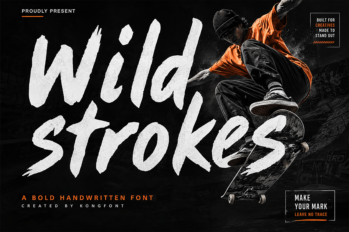 Wild Strokes-Bold Handwritten Brush, a Handwritten Font by overlaytemplates (Photo 1 of 5)