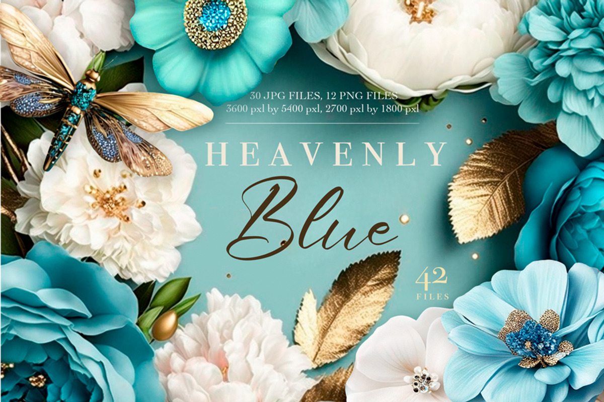 Blue flowers collection, a Background Graphic by MONO KEY STUDIO (Photo 1 of 8)
