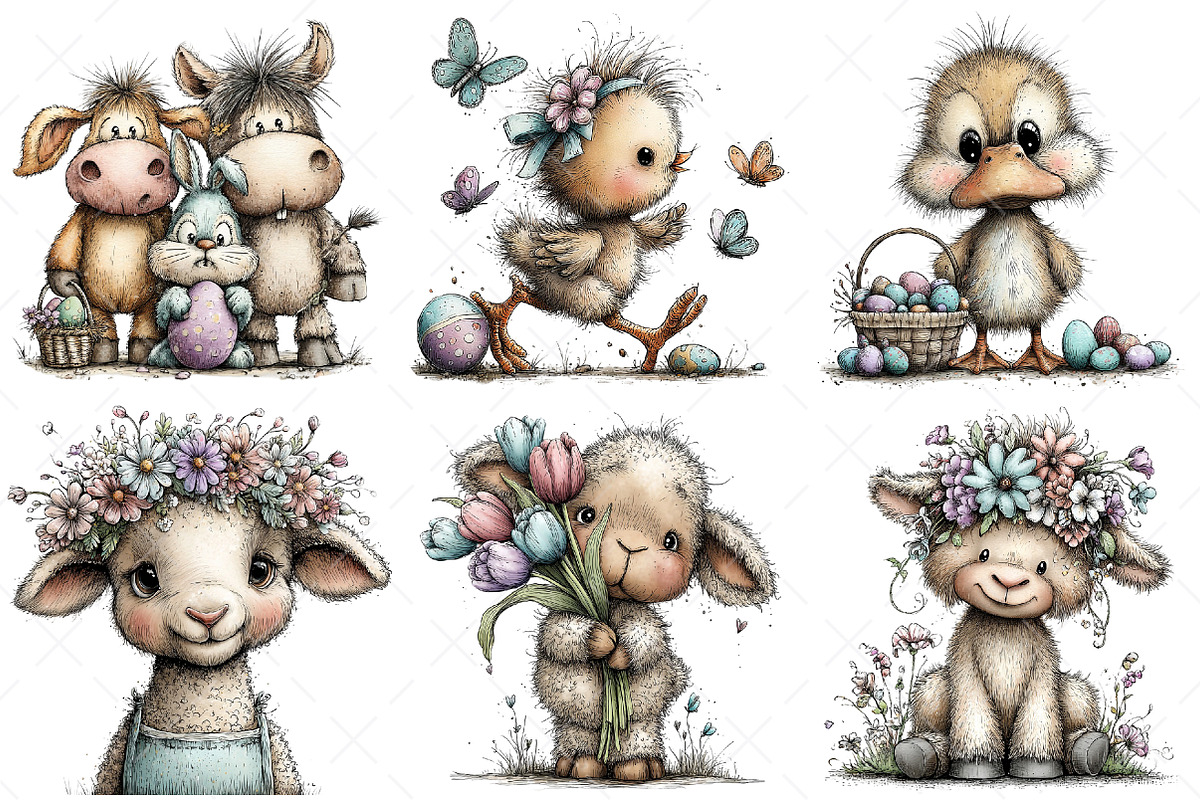 Whimsical Easter Farm Clipart, an Illustration by Craft Nest (Photo 6 of 11)