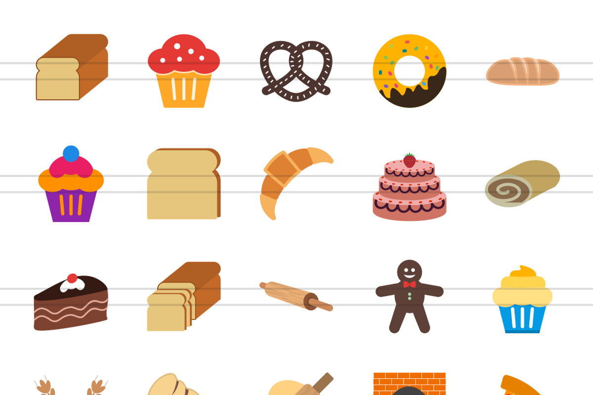 120 Sweets & Bakery Flat Icons, an Outline Icon by IconBunny (Photo 2 of 6)