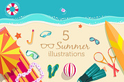 5 summer beach vector backgrounds, a Graphic by LineTale (Thumbnail 2 of 5)