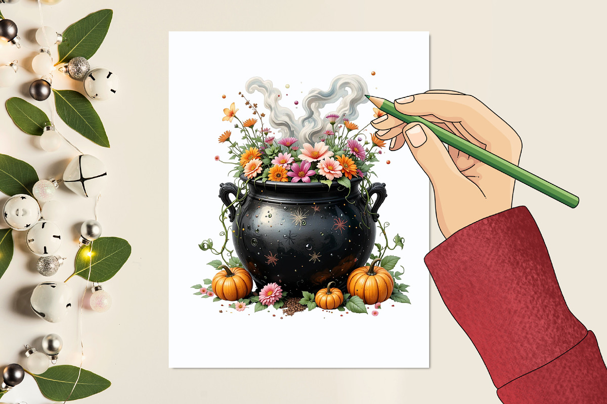 Watercolor Halloween Garden Clipart, a Graphic by designcity5 (Photo 5 of 5)