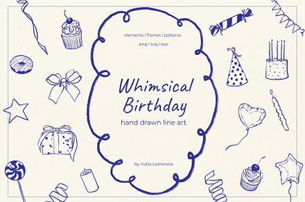 Whimsical Birthday line art