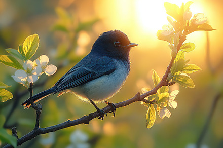 Beautiful small tomtit bird on a tree branch, an Animal Photo by AlyaAnd